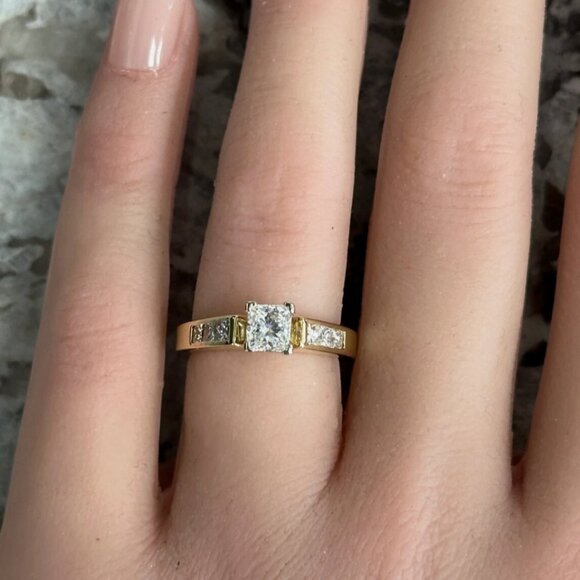 Princess Cut Diamond Engagement Ring 14K Yellow Gold - Picture 1 of 6